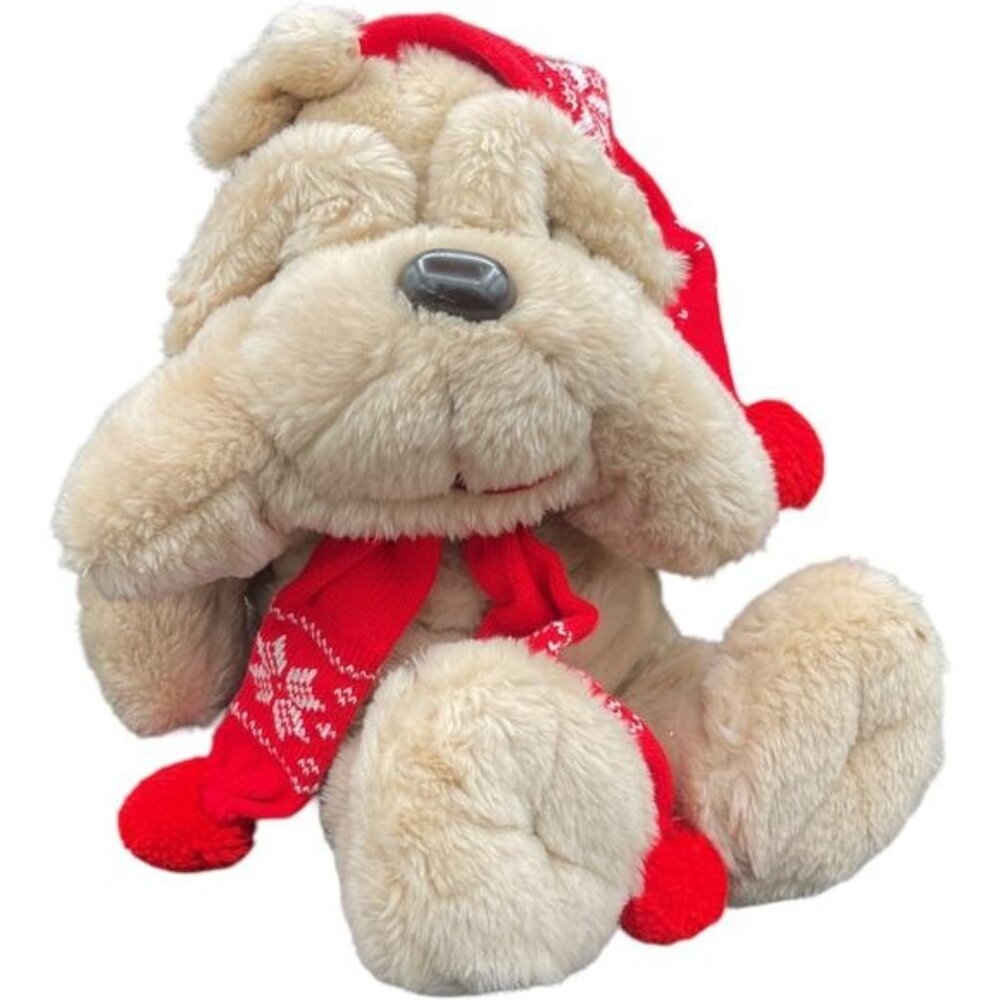 Commonwealth Target Krinkles Bulldog Vintage Christmas Plush Stuffed Animal 13"